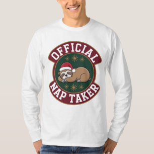 Funny Christmas Sloth Official Nap Taker T-Shirt