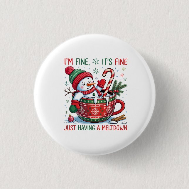 Funny Christmas Snowman Button (Front)