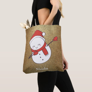 Funny Christmas Snowman Dabbing  Tote Bag