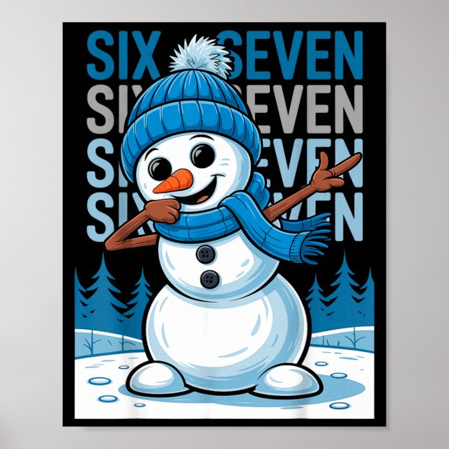 Funny Christmas Snowman Dabbing Xmas Dab Six Seven Poster (Front)