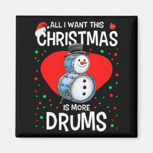 Funny Christmas Snowman Drummer Drums Percussion P Magnet