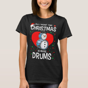 Funny Christmas Snowman Drummer Drums Percussion P T-Shirt