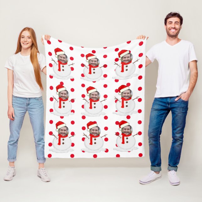 Funny Christmas Snowman Fleece Blanket (In Situ)