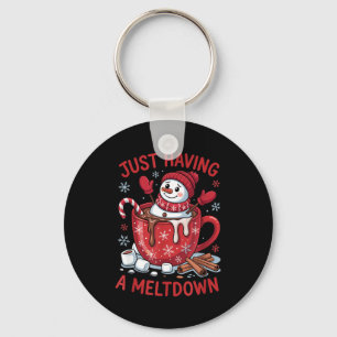 Funny Christmas Snowman Hot Chocolate Just Having  Key Ring