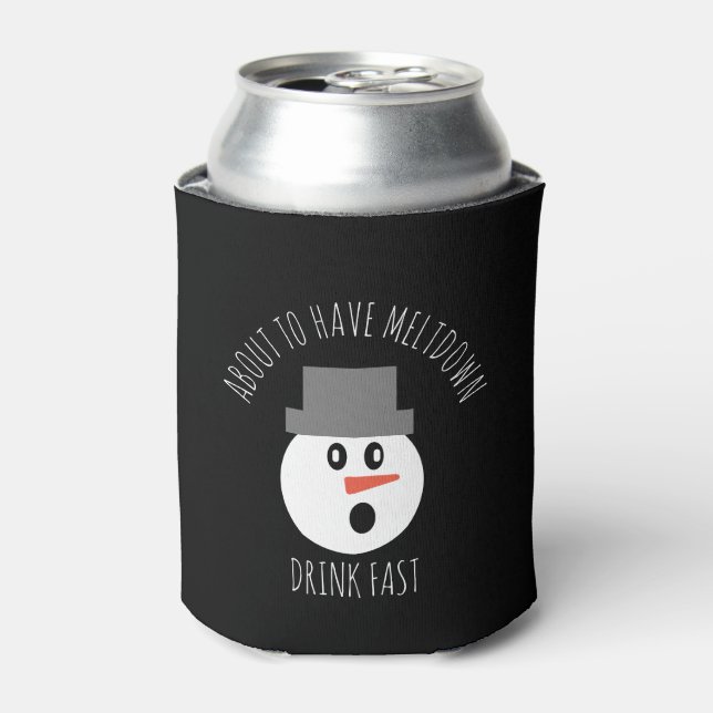Funny Christmas Snowman Meltdown Beer Can Cooler (Can Front)