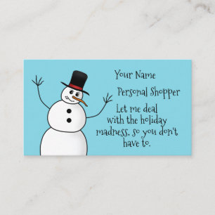 Funny Christmas snowman personal shopping Business Card