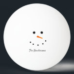 Funny Christmas Snowman Personalised Ping Pong Ball<br><div class="desc">Show your fun side while playing your game with this Funny Christmas Snowman Personalised Ping Pong Ball. It is a minimal design with a cute snowman face and name in modern script lettering. Makes a great gift idea for those who love playing ping pong. Click personalise template option and enter...</div>