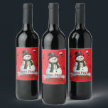 Funny Christmas snowman pour decisions Wine Label<br><div class="desc">Funny Christmas snowman pour decisions Wine Label</div>