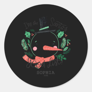 Funny Christmas Snowman Santas Good List T Shirt  Classic Round Sticker