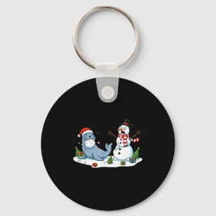Funny Christmas Snowman Sea Lion Xmas Mens Womens Key Ring