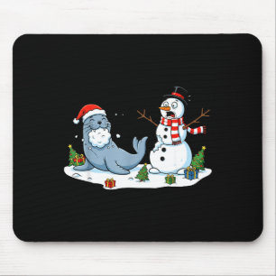 Funny Christmas Snowman Sea Lion Xmas Mens Womens Mouse Mat