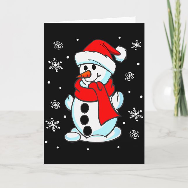 Funny Christmas Snowman Tee Cute Santa Men Women K Card (Front)