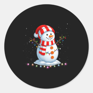 Funny Christmas Snowman Tee Cute Santa Men Women K Classic Round Sticker