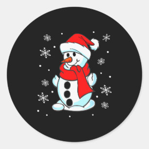 Funny Christmas Snowman Tee Cute Santa Men Women K Classic Round Sticker