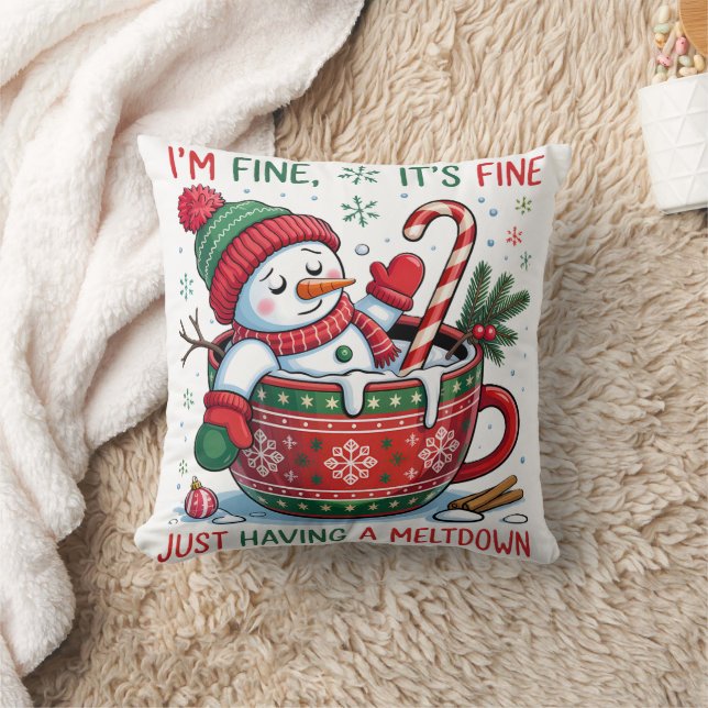Funny Christmas Snowman Throw Pillow (Blanket)