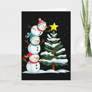 Funny Christmas Snowman Topper Tree Holiday Family Card