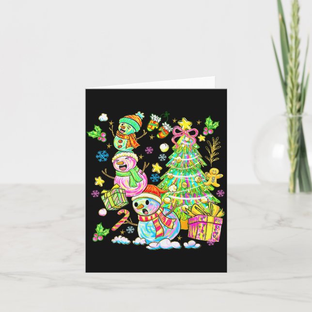Funny Christmas Snowman Topper Tree Holiday Family Card (Front)