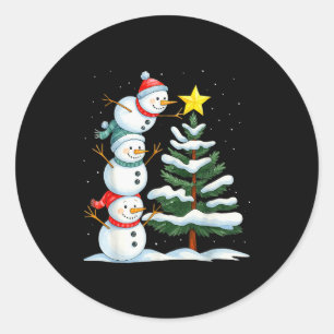 Funny Christmas Snowman Topper Tree Holiday Family Classic Round Sticker