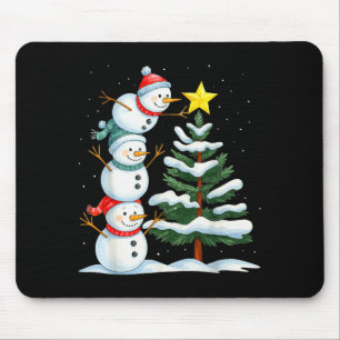 Funny Christmas Snowman Topper Tree Holiday Family Mouse Mat