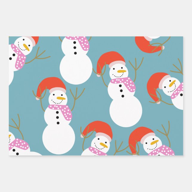 Funny Christmas Snowman Wrapping Paper Sheet (Front)