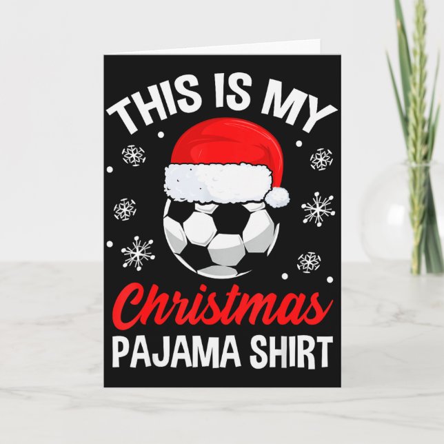 Funny Christmas Soccer Ball Pajama Pj Outfit Men W Card (Front)