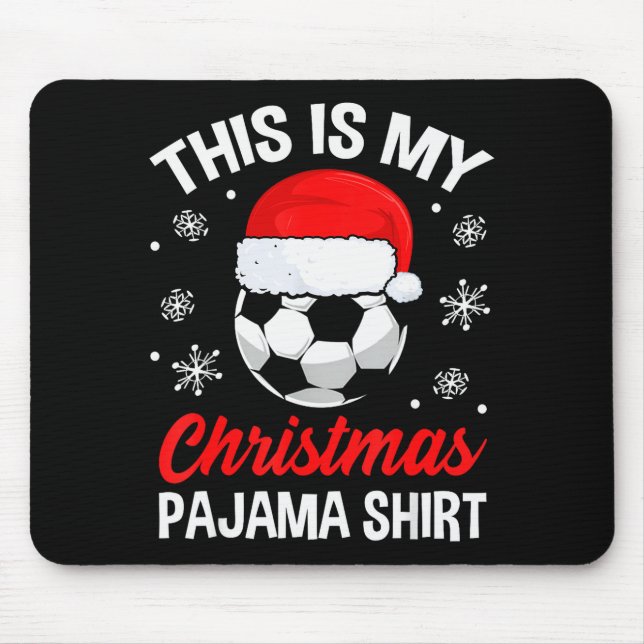 Funny Christmas Soccer Ball Pajama Pj Outfit Men W Mouse Mat (Front)