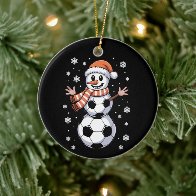 Funny Christmas Soccer Balls Tree As Snowman  Ceramic Tree Decoration (Tree)