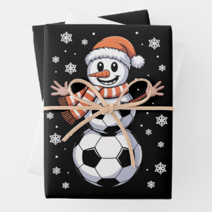 Funny Christmas Soccer Balls Tree As Snowman Wrapping Paper Sheet
