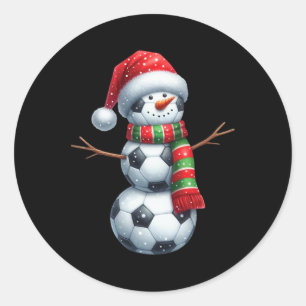 Funny Christmas Soccer Bylls Snowman Classic Round Sticker