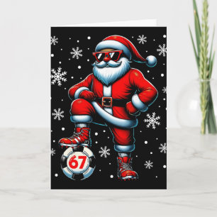 Funny Christmas Soccer Cool Santa Claus 6 7 Meme T Card