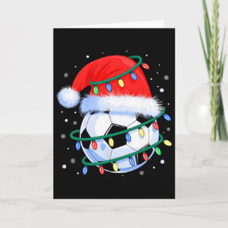 Funny Christmas Soccer Men Boys Santa Hat Xmas Tre Card