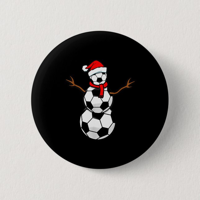 Funny Christmas Soccer Santa Snowman  6 Cm Round Badge (Front)
