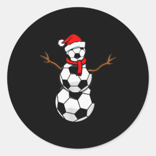 Funny Christmas Soccer Santa Snowman  Classic Round Sticker