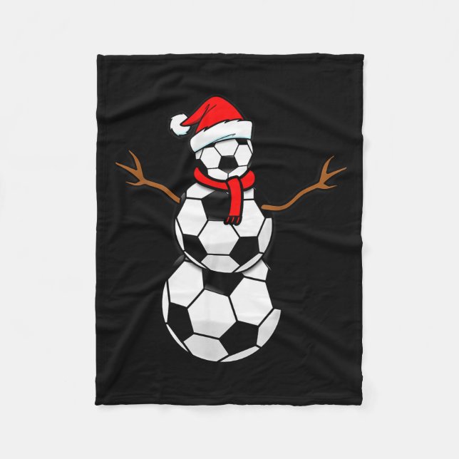 Funny Christmas Soccer Santa Snowman  Fleece Blanket (Front)