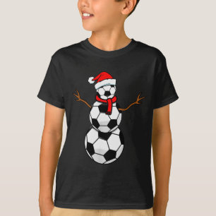 Funny Christmas Soccer Santa Snowman  T-Shirt