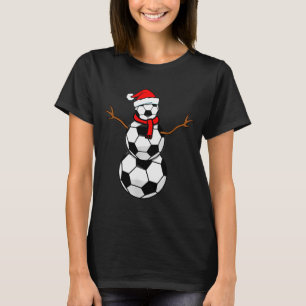 Funny Christmas Soccer Santa Snowman T-Shirt