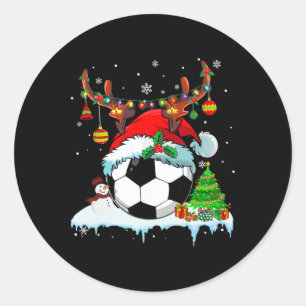 Funny Christmas Soccer Snowman Xmas Sport Men Boys Classic Round Sticker