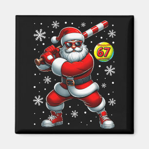 Funny Christmas Softball Cool Santa Claus 6 7 Meme Magnet