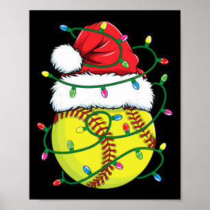 Funny Christmas Softll Santa Hat Womens Girls Xmas Poster