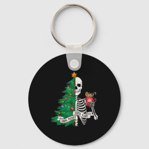 Funny Christmas Sorta Merry Sorta Y Skeleton Xmas Key Ring