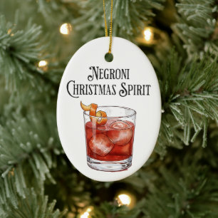 Funny Christmas Spirit Negroni Holiday Cocktail Ceramic Tree Decoration