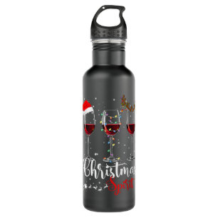 Funny Christmas Spirits Glasses Of Wine Xmas Holid 710 Ml Water Bottle