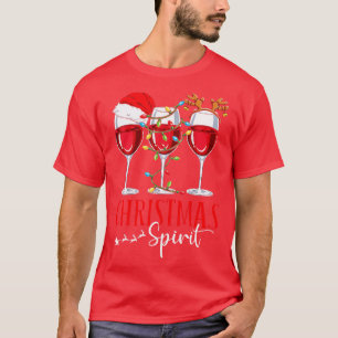 Funny Christmas Spirits Glasses Of Wine Xmas Party T-Shirt