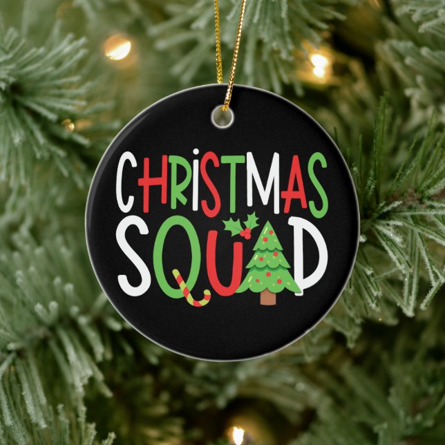 Funny Christmas Squad Family Holiday  Ceramic Tree Decoration (Tree)