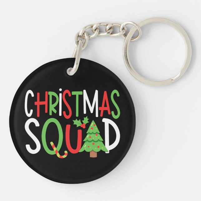 Funny Christmas Squad Family Holiday  Key Ring (Back)