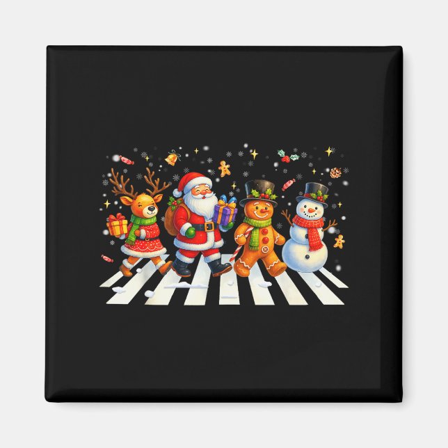 Funny Christmas Squad Santa Gingerbread Xmas Men W Magnet (Front)