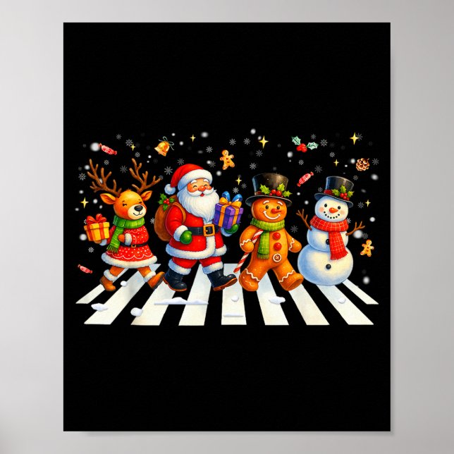 Funny Christmas Squad Santa Gingerbread Xmas Men W Poster (Front)