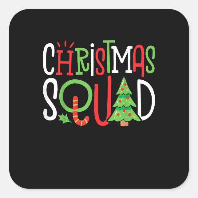 Funny Christmas Squad Xmas Tree Family Matching Pa Square Sticker (Front)