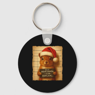 Funny Christmas Squirrel - Cute Squirrel Santa Hat Key Ring