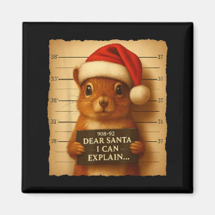 Funny Christmas Squirrel - Cute Squirrel Santa Hat Magnet